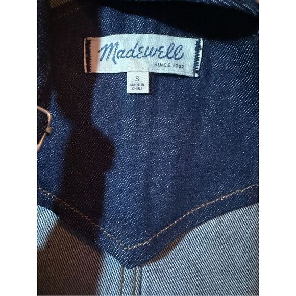 Madewell Flea Market Flare Denim Overall in Dark Washed indigo Sz Small - Picture 6 of 14